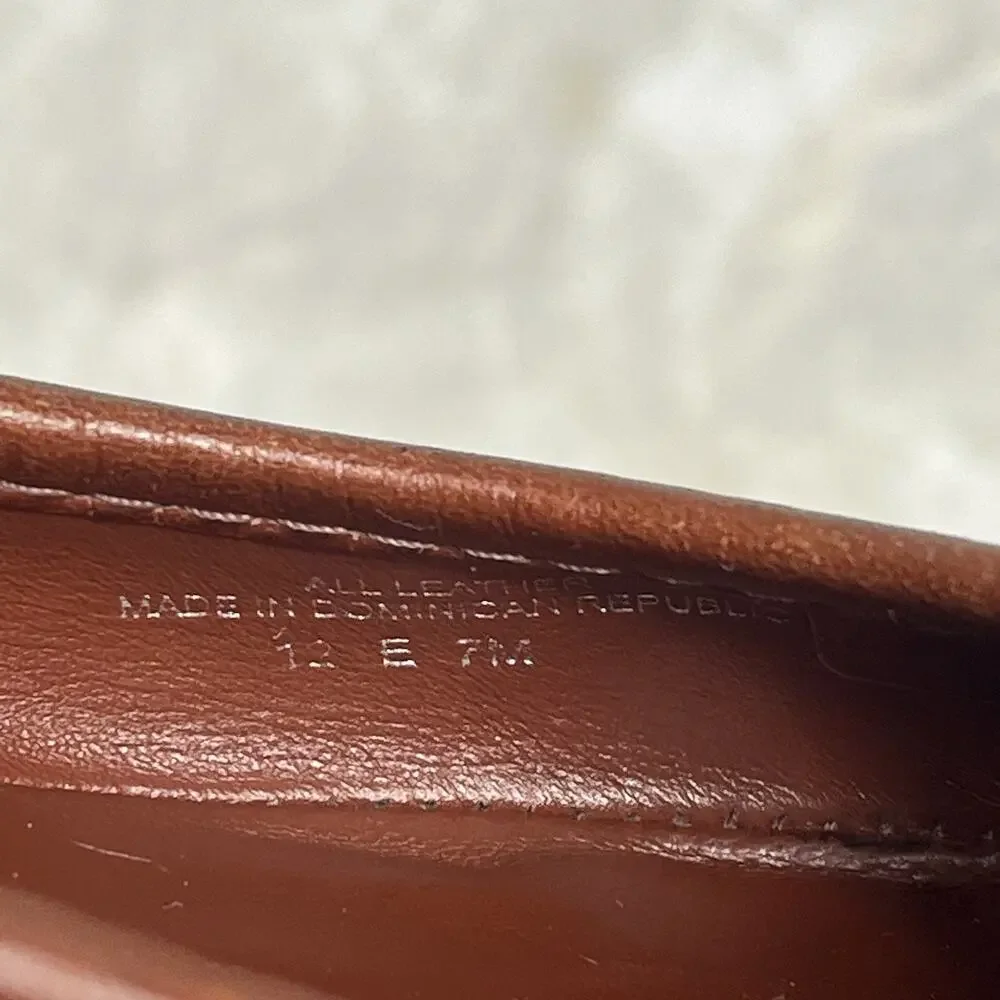 Tory Burch Brown Pebbled Leather Gold Reva Buckle Elina Ballet Flats Size 7M